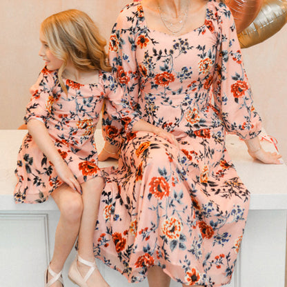 Mother And Daughter Floral Print Dress