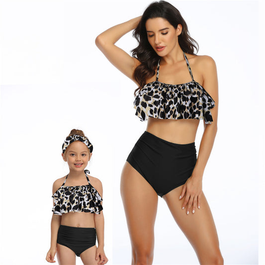 Mother and daughter matching high waist bikini